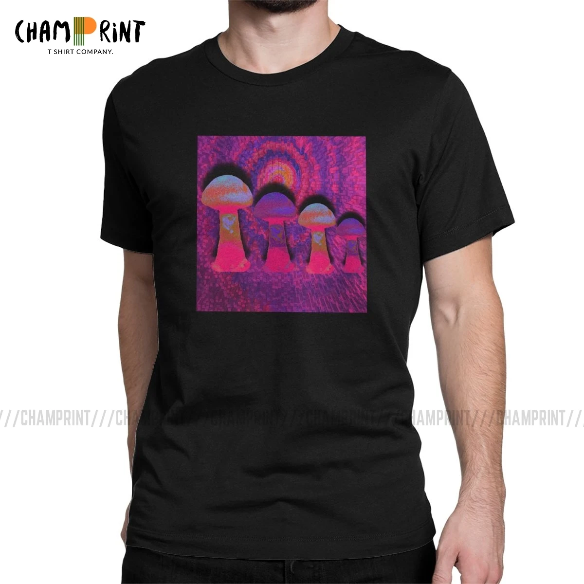Мужская футболка Shroom стиль Trippy черный свет Hippie одежда|Футболки| |