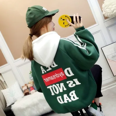 XAW25D Зимние Бархатные Теплые негабаритные толстовки с капюшоном для женщин Poleron Kpop топ с длинными рукавами Толстовка с капюшоном Женское пальто в стиле Харадзюку - Цвет: XAW25D