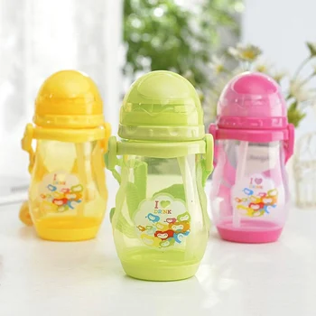 

300ML Kids Drinking Water Bottle With Straw Travel Sports Water With Rope Baby Learning Driking Cup Bottle