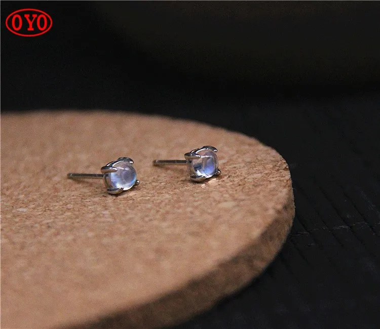 

925 sterling silver inlaid moonstone earrings natural blue female models