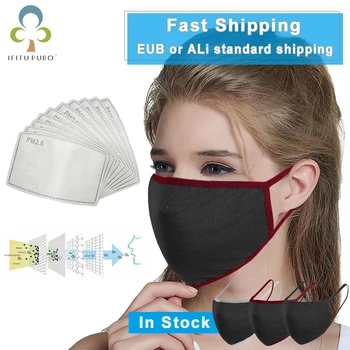 

12Pcs Cotton PM2.5 Mouth Mask Anti Dust Mask Activated Carbon Filter Mouth-Muffle Bacteria Proof Flu Face Masks Care GYH