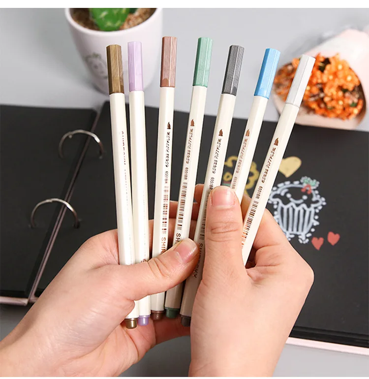6/10 Colores Fineliner металлическая маркер кисть для рисования; ручка набор акварельных маркеров каллиграфия для DIY канцелярские принадлежности для альбома товары для рукоделия