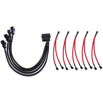 

5Pcs 4 Pin Extension Cable PWM Fan Splitter Cable & 1x 4Pin IDE to 4 Port 3Pin/4Pin PC Cooling Fan Splitter Power Cable