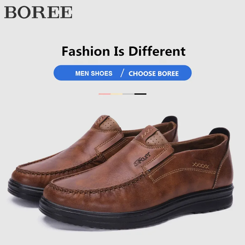 Zapatos planos de cuero para hombre, a la moda mocasines de cuero, para conducir, para primavera y verano