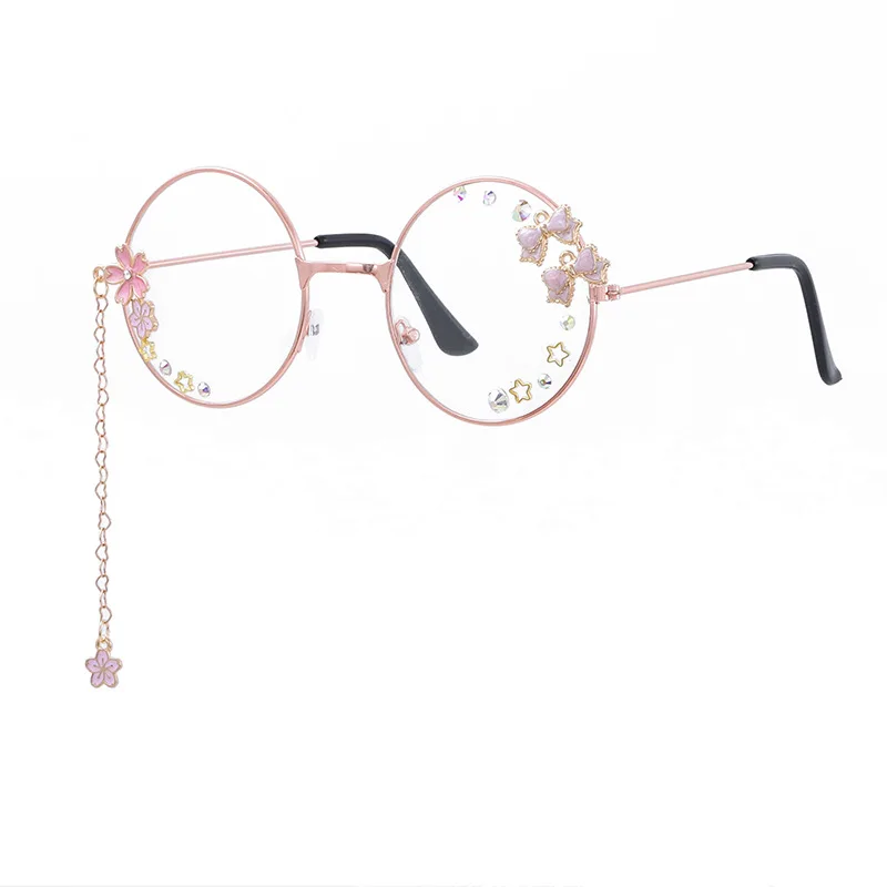 Лолита лук Сакура кулон японские мягкие Девушки личности очки - Цвет оправы: Cherry blossom