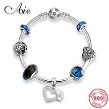925 стерлингового серебра медсестры с синие стеклянные бусины браслеты с подвесками готовое изделие для моды Ювелирное Украшение ручной работы