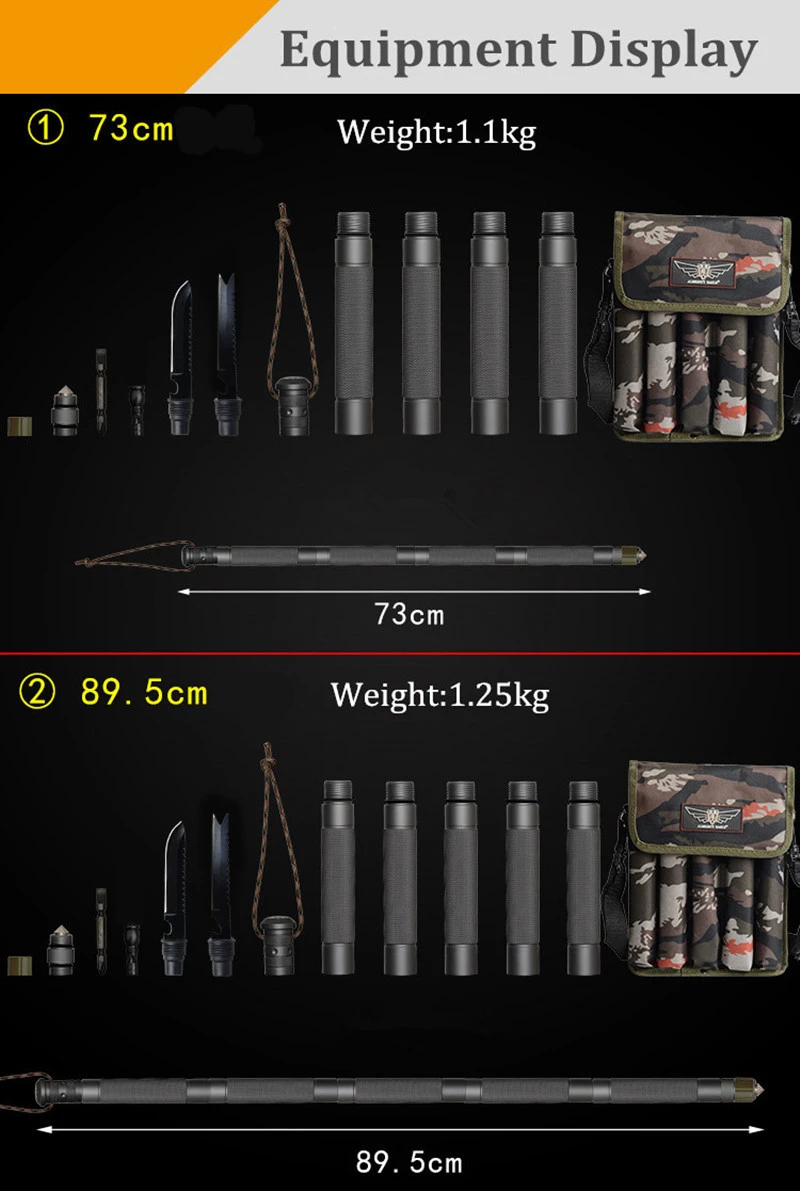 Outdoor Defense Tactical Stick Alpenstock Hiking Tool Camping Equipment Multifunctional Folding Tools Army Stock (23)