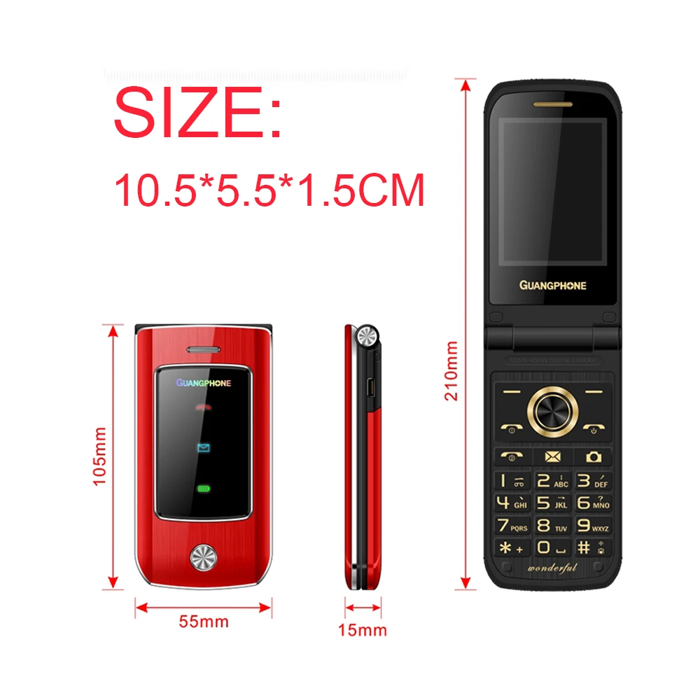 Оригинальный флип сотовый телефон E66 HD с сенсорным экраном от руки двойным 2SIM