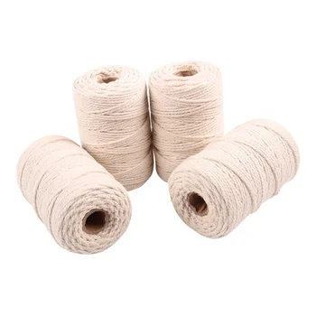 

Natural Beige Soft Cotton Cord Rope Craft Macrame Artisan String For Handmade DIY Handmade Tying Thread Cord Rope 2mm*200m