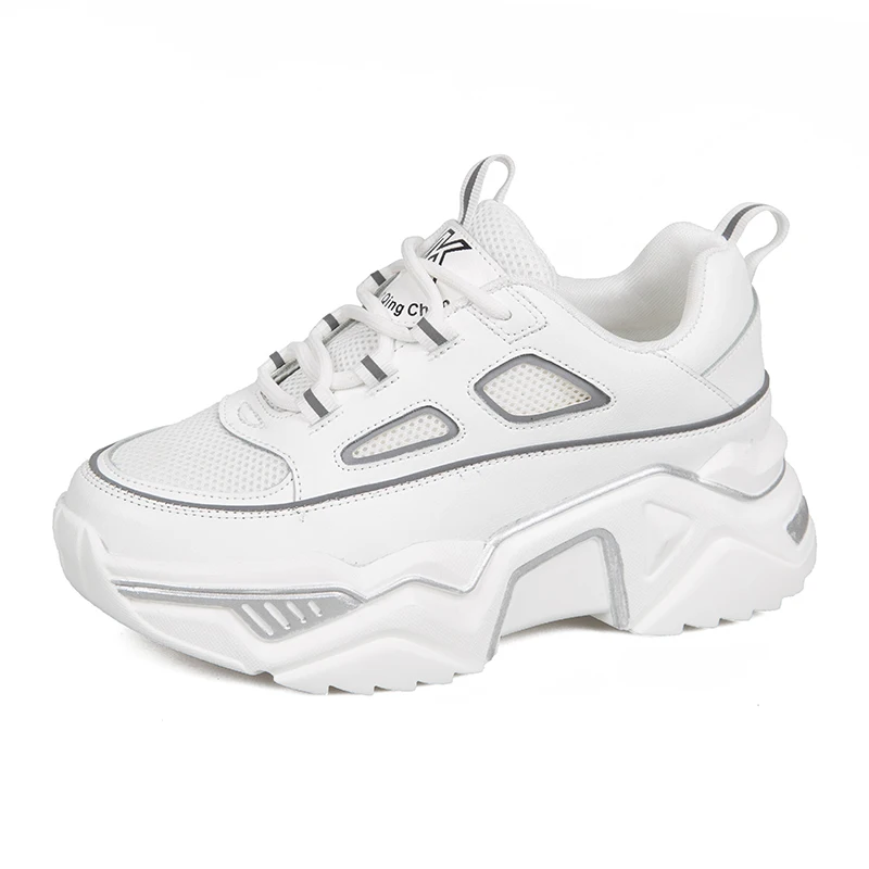 Gray Fashion Brand Yellow Sneakers Women Shoes Female basket femme Dad Chunky Sneakers Designer Trainers Casual Shoes chaussures - Цвет: Gray