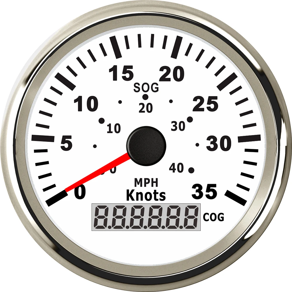 85 мм Автомобильная лодка gps Спидометр Водонепроницаемый 35 узлов 40 MPH SOG COG Тюнинг Авто спидометр датчик подходит морской с подсветкой 9~ 32 В - Цвет: white Silver-35Knots