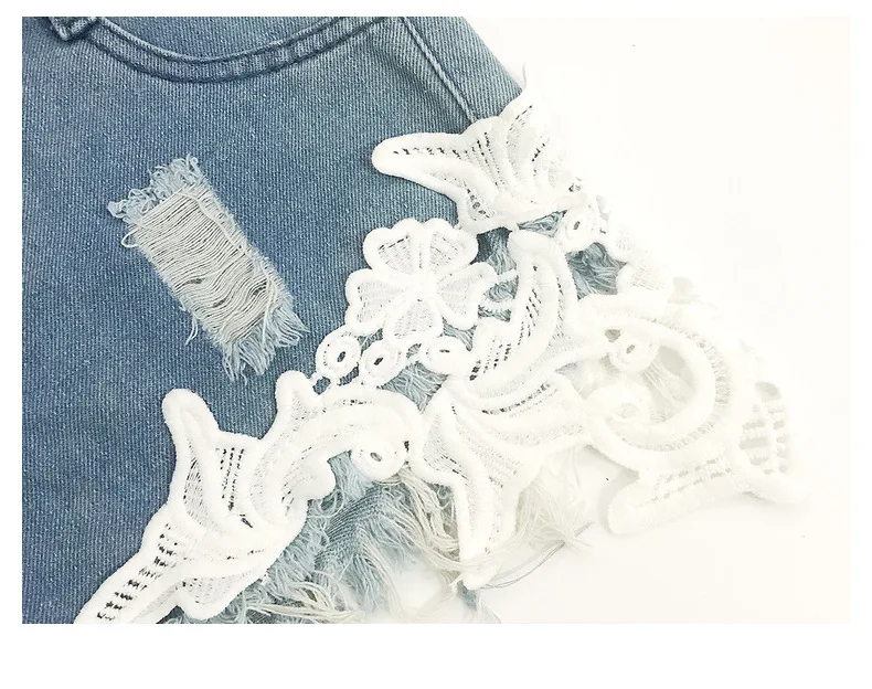 Short Taille Haute Femme Korean Lace Shorts Jeans Woman High Waist Sexy Shorts for Women Short Jeans Rasgado Women's Clothing