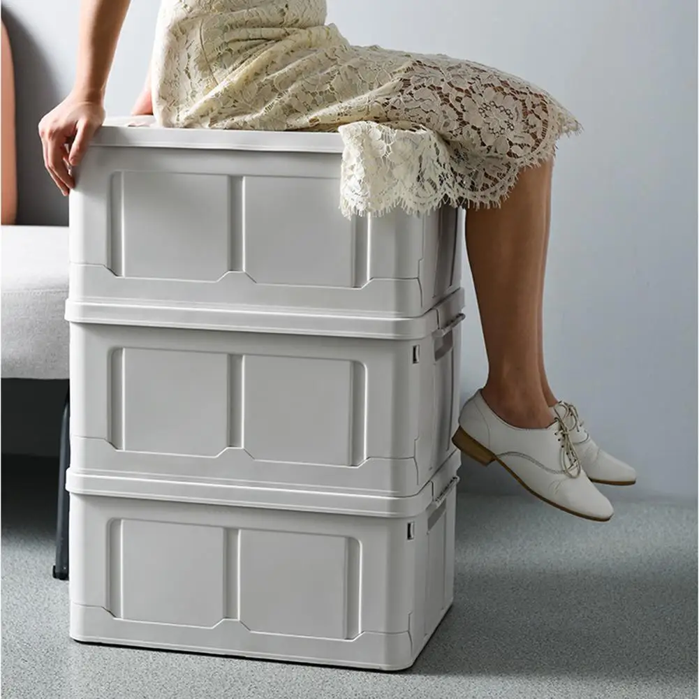 

Folding Plastic Storage Box Crates Large Capacity Collapsible Container For Student Dormitory Toy Clothes