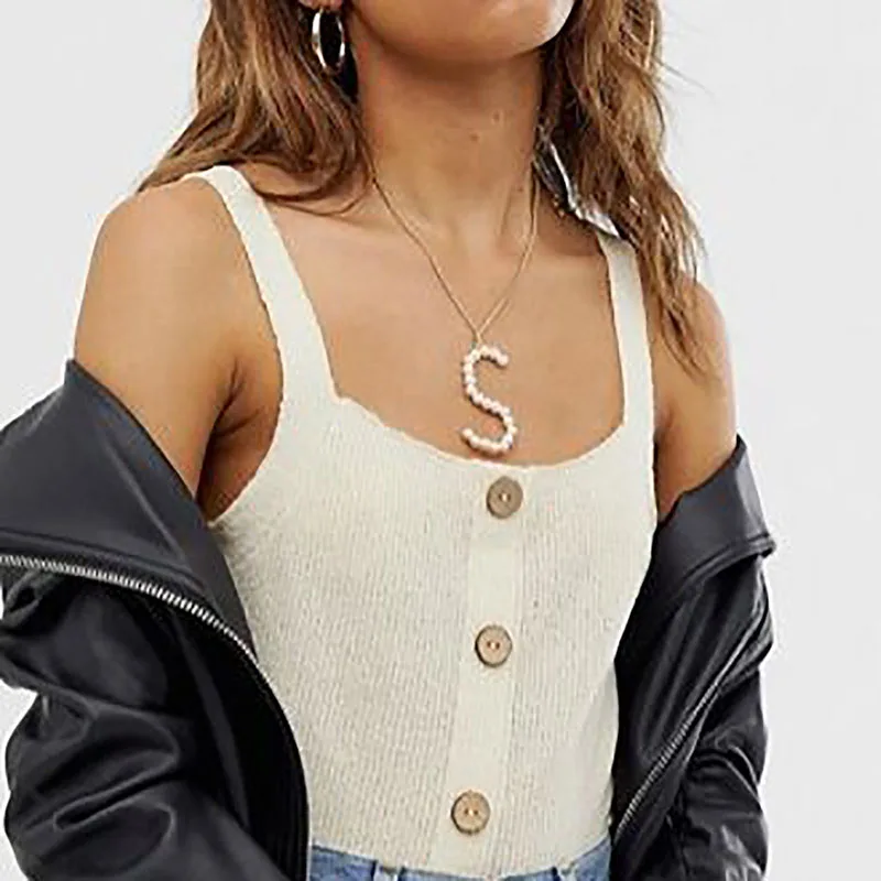 

Fashion Sexy Pandent Necklace Chain Imitation Pearl Letter Simple Punk Geometric Necklace Vintage Necklace for Women Jewelry