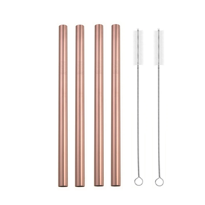 Rose gold-B 1 Набор, очень широкая соломинка, многоразовая соломинка из нержавеющей стали для смузи, крупа из крахмала; жемчужная тапиока, молочный чай, молочный коктейль, металлические соломинки - Цвет: Rose gold-B