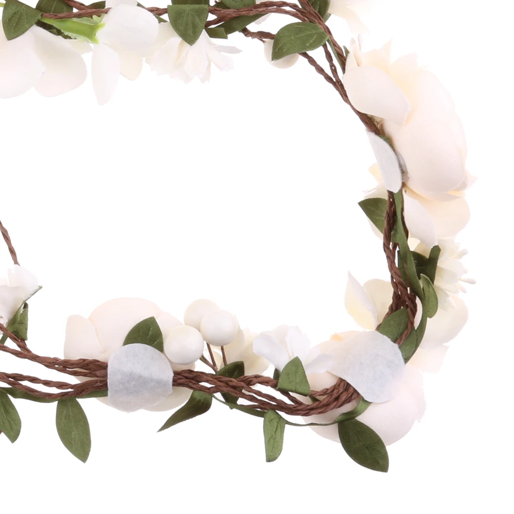 Wedding Bridal Boho Rattan Flower Forehead Cane Wreaths Hair Garland Hairdress Headwear for Festival Wedding Party 