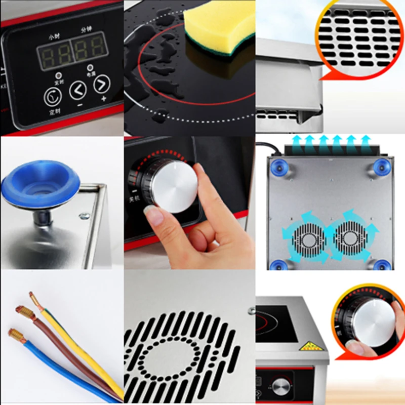 Induction Cooker 5000w high power commercial plane electromagnetic frying furnace 5KW explosion fry furnace flat soup stove indu