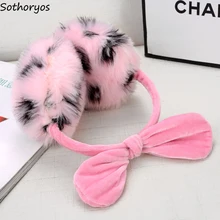 Женские наушники, однотонные, высокое качество, корейский стиль, повседневные, мягкие, теплые, Осенние, для студентов, Harajuku Kawaii, женские, с бантом, зимние аксессуары