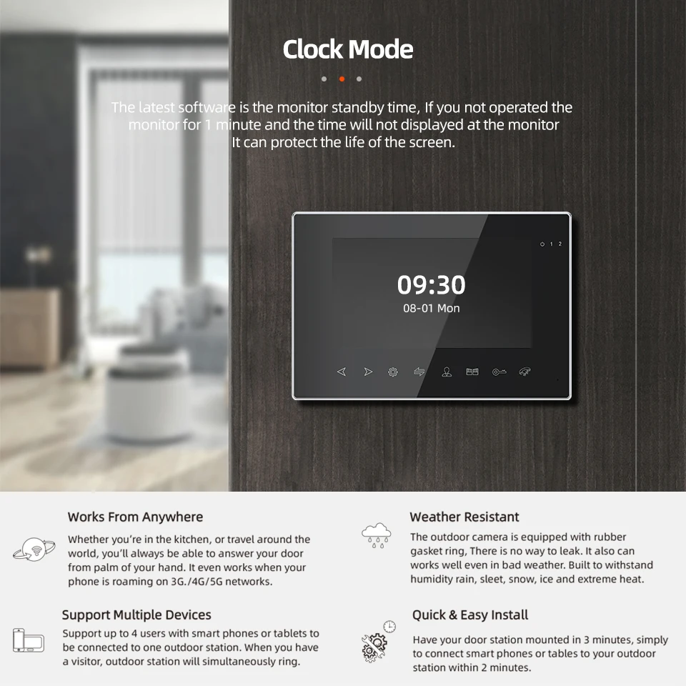 Jeatone WiFi Smart Video Door Phone Video Intercom Code Keypad/RFID Card/APP Unlock Motion Detection for Two Units Apartment