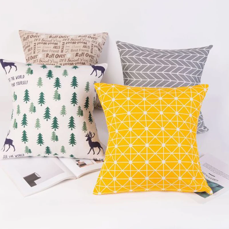 

Pillow Cover Decorative Cushions For Sofa Cotton Linen Cushion Covers Home Decor Throw Pillows Rectangular Pillowcase 45x45cm