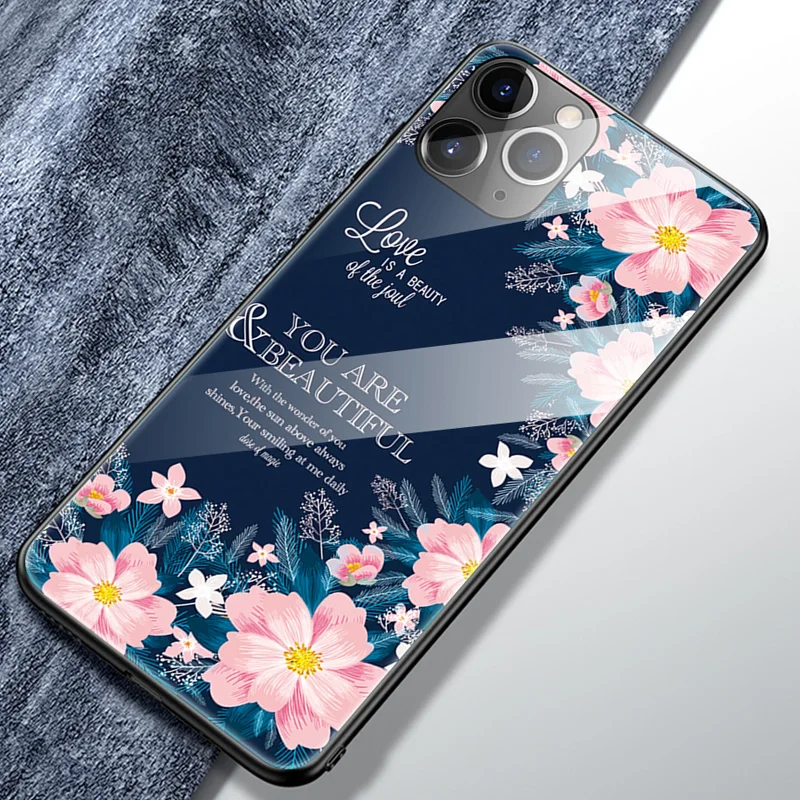 Чехол из углеродного волокна с градиентом из закаленного стекла для iPhone 11 Pro Max