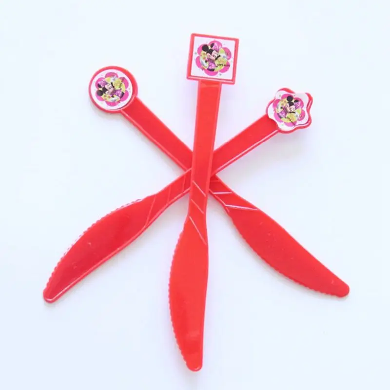 Knife 10pcs Рисунком Минни-Маус, Мышь вечерние торт Топпер одноразовые, для капкейков обертка для девочек кошка DIY украшения Одежда для свадьбы, дня рождения поставок 24 шт - Цвет: Knife 10pcs