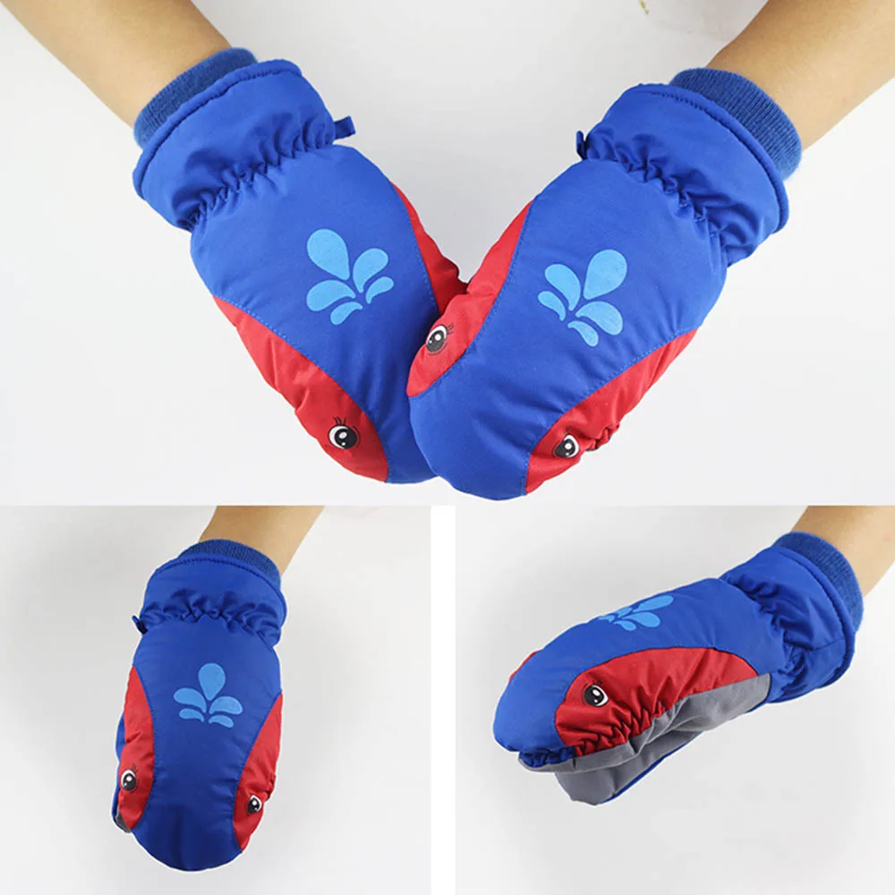 Children Winter Warm Ski Gloves Boys/Girls Sports Waterproof Windproof Non-slip Snow Mittens Extended Wrist Skiing Gloves