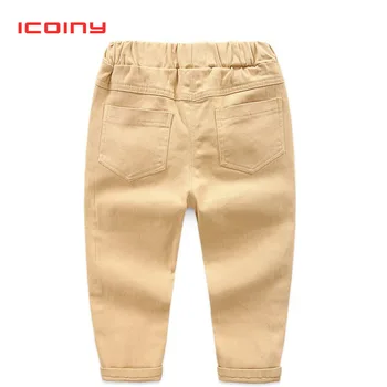 

ICOINY Children Pants Casual 2020 Spring Solid Cotton Elastic Waist Regular Style Boy's pants For 2-8 Years wear
