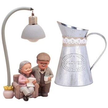 

Couple Night Light Valentine Anniversary Romantic Resin Ornament Art Craft-A & Exquisite Iron Antique Vase Water Flower