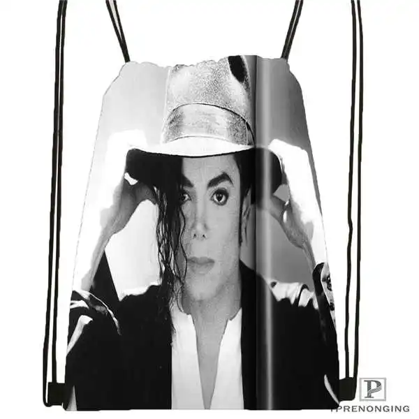 Drawstring Backpack Пользовательские Майкл Джексон походная сумка на шнурке милый рюкзак дети ранец(черная спина) 31x40 см#180531-04-31 - Цвет: Drawstring Backpack