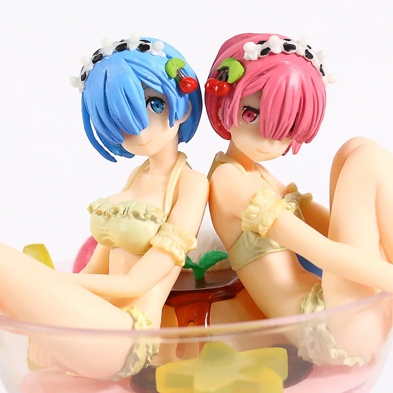 Re: жизнь в другом мире от zero Rem Ram pudding Wine glass Ver. ПВХ фигурка Коллекционная модель игрушки для детей подарок