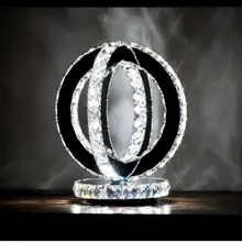 Современный светодиодный настольный светильник с бриллиантовым кристаллом, освещение для спальни, круглое кольцо, рядом с настольной лампой, светильники K9, хрустальная лампа для учебы, офиса, спальни