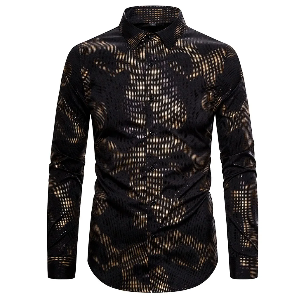 Men Ethnic Style Vintage Print Slim Long Sleeve Dress Shirt Blouse Tops Shirts camisa social masculina chemise homme hawaiian | Мужская