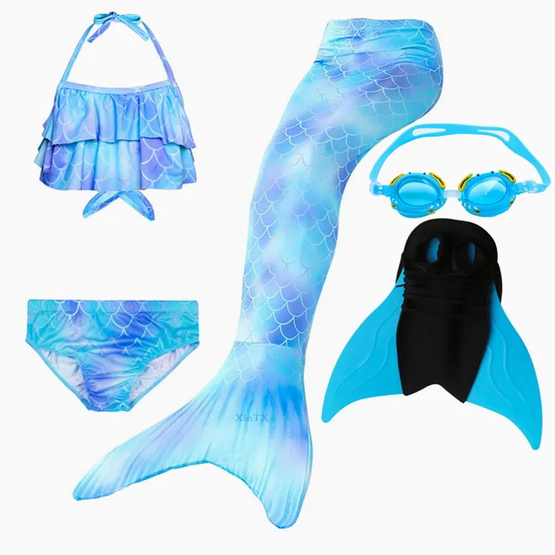 Купальный костюм для девочек; купальный костюм «хвост русалки»; костюм «хвост русалки Ариэль»; детский купальный костюм - Цвет: 5pcs as picture show