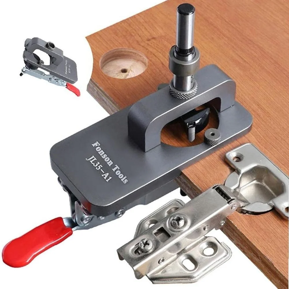 

35mm Hinge Boring Jig Kit Woodworking Hole Drilling Guide Locator Tool for Door Cabinets DIY Carpentry 3 Styles Available