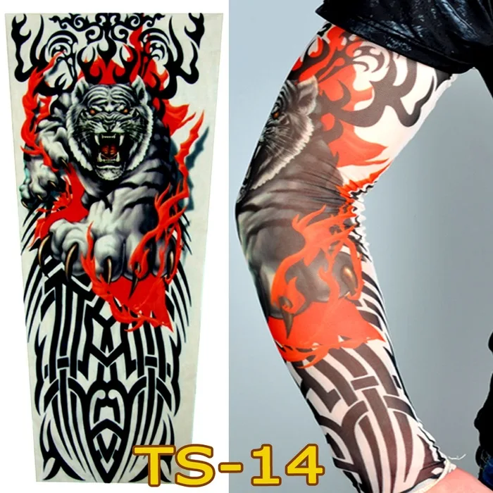 2 шт Поддельные татуировки гетры для рук Велоспорт рукава солнцезащитный крем для мужчин и женщин на открытом воздухе УФ Защита от солнца на открытом воздухе водительские рукава - Цвет: TS14