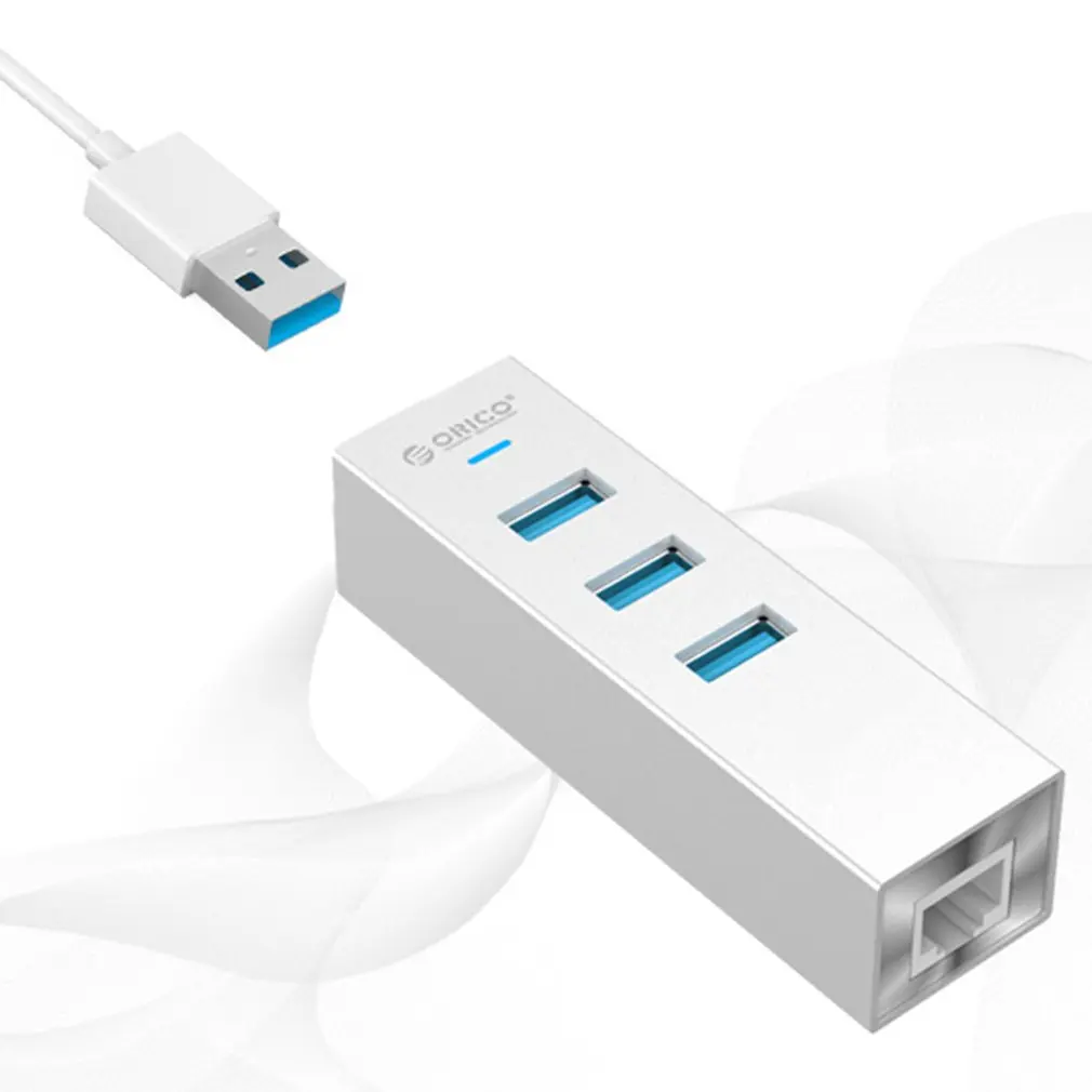 ORICO ASH3L-U3 алюминиевый usb-хаб высокоскоростной USB3.0 сплиттер с RJ45 порт гигабитный Ethernet адаптер для MAC ноутбук