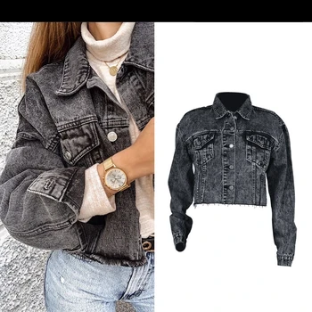 

Pickling Snowflake Gray Jean Jacket Batwing Sleeve Punk Streetwear Denim Jacket Loose Spring Autumn Women Coats Chaqueta K352