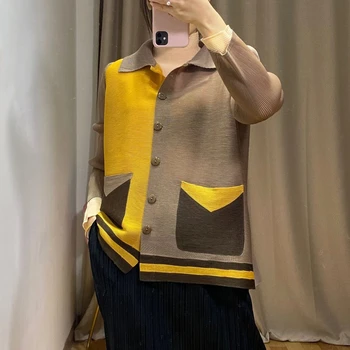 

LANMREM 2020 spring summer new pleated tops for women high quality hit color all-match Single Breasted jackets coat PD150