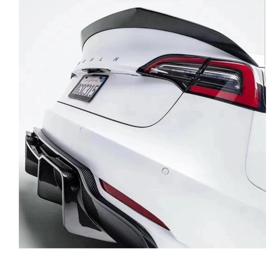 Автомобильный Стайлинг V Стиль углеродного волокна задняя Губка из настоящего углеродного волокна задний диффузор для тела набор для Tesla модель 3-UP