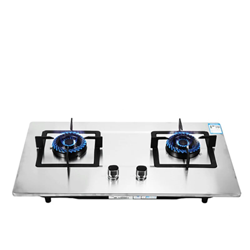 Household Energy-Saving Gas Stove Stainless Steel Glass Stove Double-Head Natural Gas Electronic Pulse Ignition