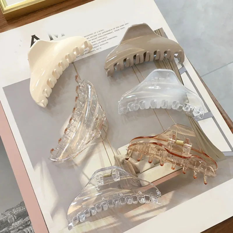 

Корейские модные акриловые заколки для волос для девочек, крабы, зажимы для волос, прозрачные заколки для волос большого размера, женские аксессуары для волос, украшение