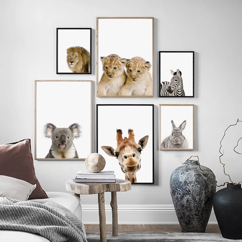 Cougar Koala Zebra Rabbit Animals Poster Wall Art Canvas Painting Nordic Posters and Prints Pictures Baby Kids Room Decor | Дом и сад