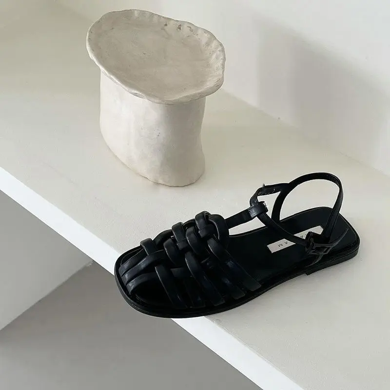 Women Sandals Summer Fashion Outdoor Beach Casual PU Leather Buckle Designer Retro Flat With Ladies Romanas Mujer