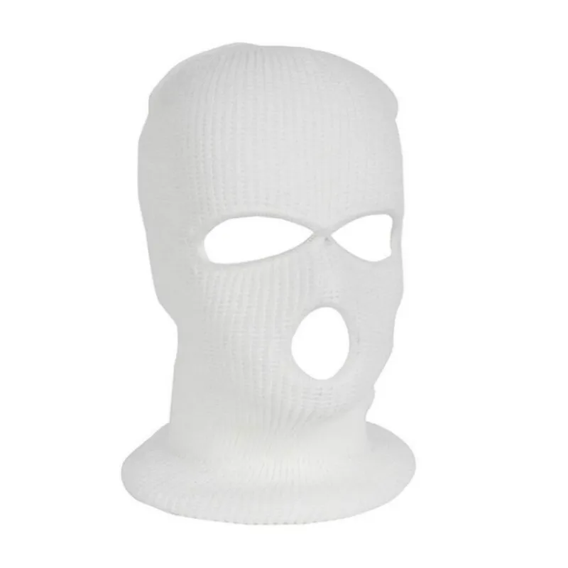 Армейская тактическая маска, 3 отверстия, маска для лица, лыжная маска, зимняя шапка, Балаклава, капюшон, мотоциклетный шлем, полный шлем для лица, Новинка - Цвет: Белый