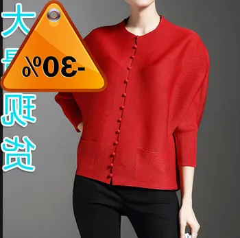 

New Fashion 2020 Pleated Clothing Shirt O-neck Long Single Breasted Pleated Pockets Woman Blouse