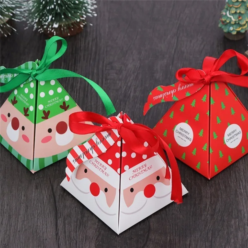 

New Santa Claus Gift Boxes Elk Sweet Candy Box Christmas Tree Paper Gift Bag Baby Shower Party Favors Home Decorations