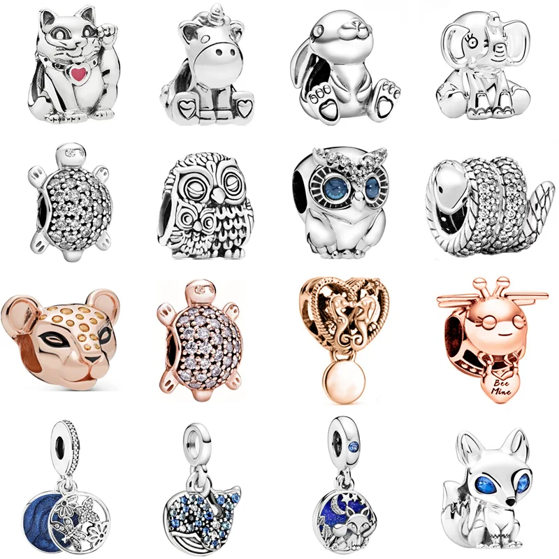 2021 новый Лев Единорог Слон со змеиным рисунком Совы лисы Lucky Cat мультфильм бусины