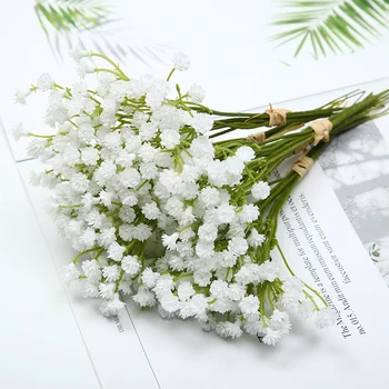 

5 Bouquets Qypsophila Artificial Plastic Simulation Fake 5 Bundles Flowers Wedding Home Party DIY Decor Cake Topper Handicraft