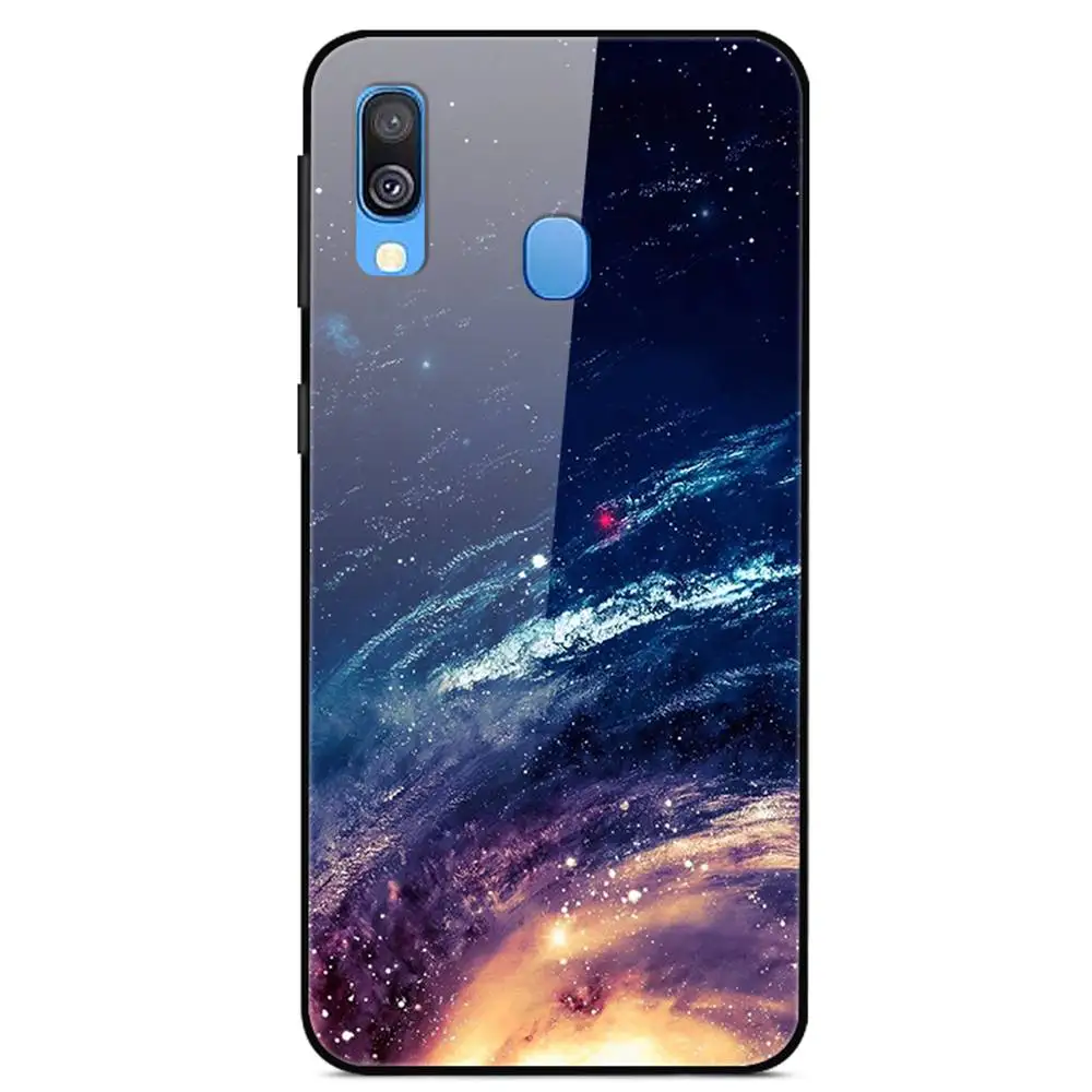Ударопрочный чехол с принтом чехол-крышка с узорами для samsung Galaxy A40 закаленное стекло бампер для samsung A40 чехол